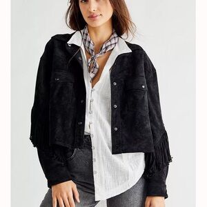 Blank NYC Faux Suede Fringe Jacket